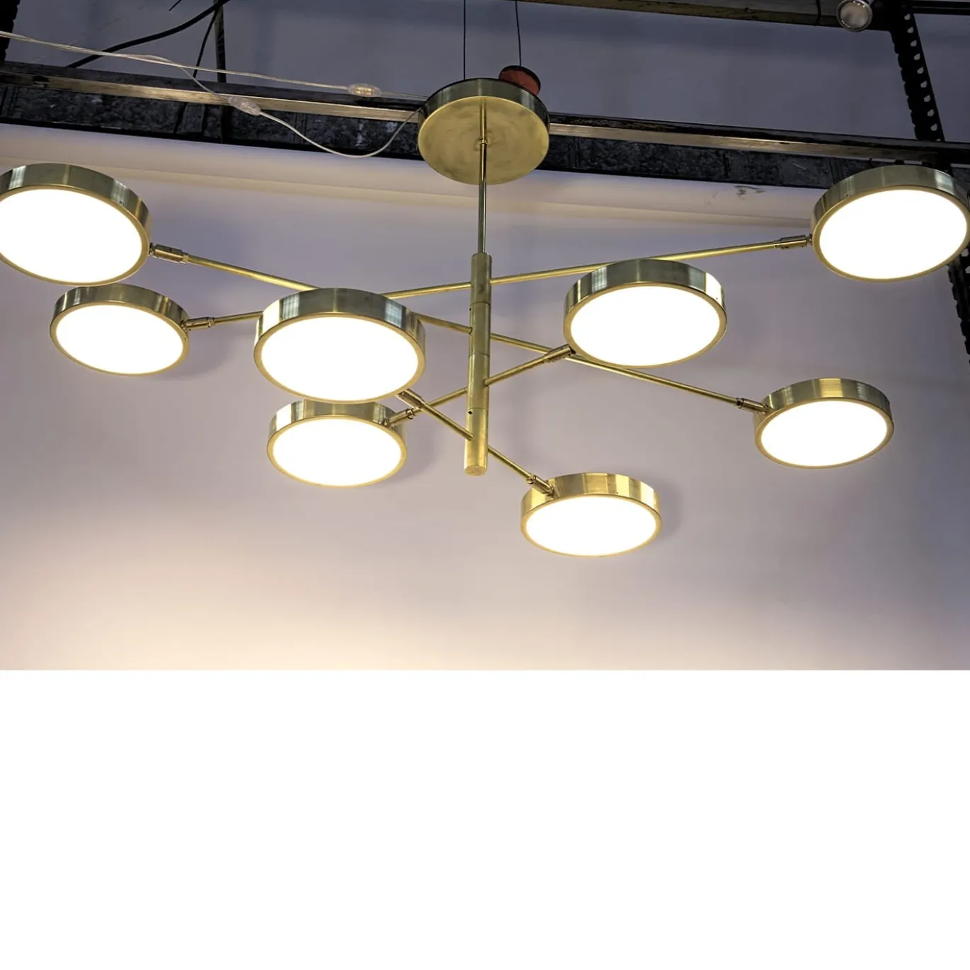 Lampadario Sistema a 8 bracci in ottone e vetro