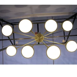 Lampadario Sistema a 8 bracci in ottone e vetro
