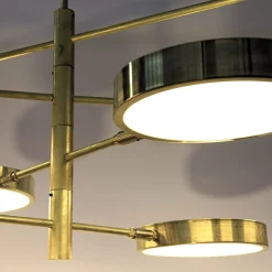 Lampadario Sistema a 8 bracci in ottone e vetro