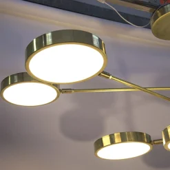 Lampadario Sistema a 8 bracci in ottone e vetro