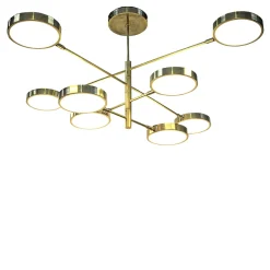 Lampadario Sistema a 8 bracci in ottone e vetro