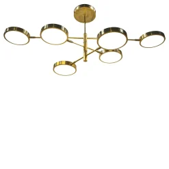 Lampadario Sistema a 6 bracci in ottone e vetro