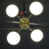Lampadario Sistema a 4 bracci in ottone e vetro