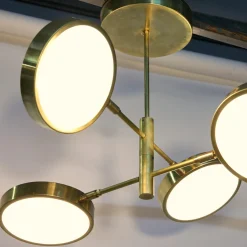 Lampadario Sistema a 4 bracci in ottone e vetro