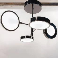 Lampadario Sistema a 4 luci con finitura Gunmetal e Vetro