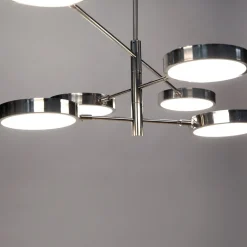 Lampadario Sistema a 6 luci in Nichel Spazzolato e Vetro