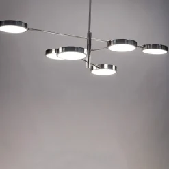 Lampadario Sistema a 6 luci in Nichel Spazzolato e Vetro