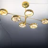 Lampadario Sistema Solare a 6 luci in Ottone e Marmo Calacatta Gold