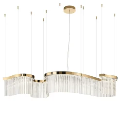 Lampadario Slim Snake in Vetro e Oro