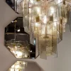 Lampadario Sliver in Vetro Ambra e Fumè