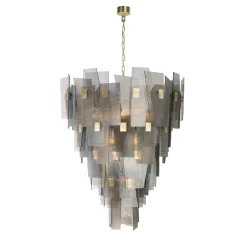 Lampadario Sliver in Vetro Ambra e Fumè