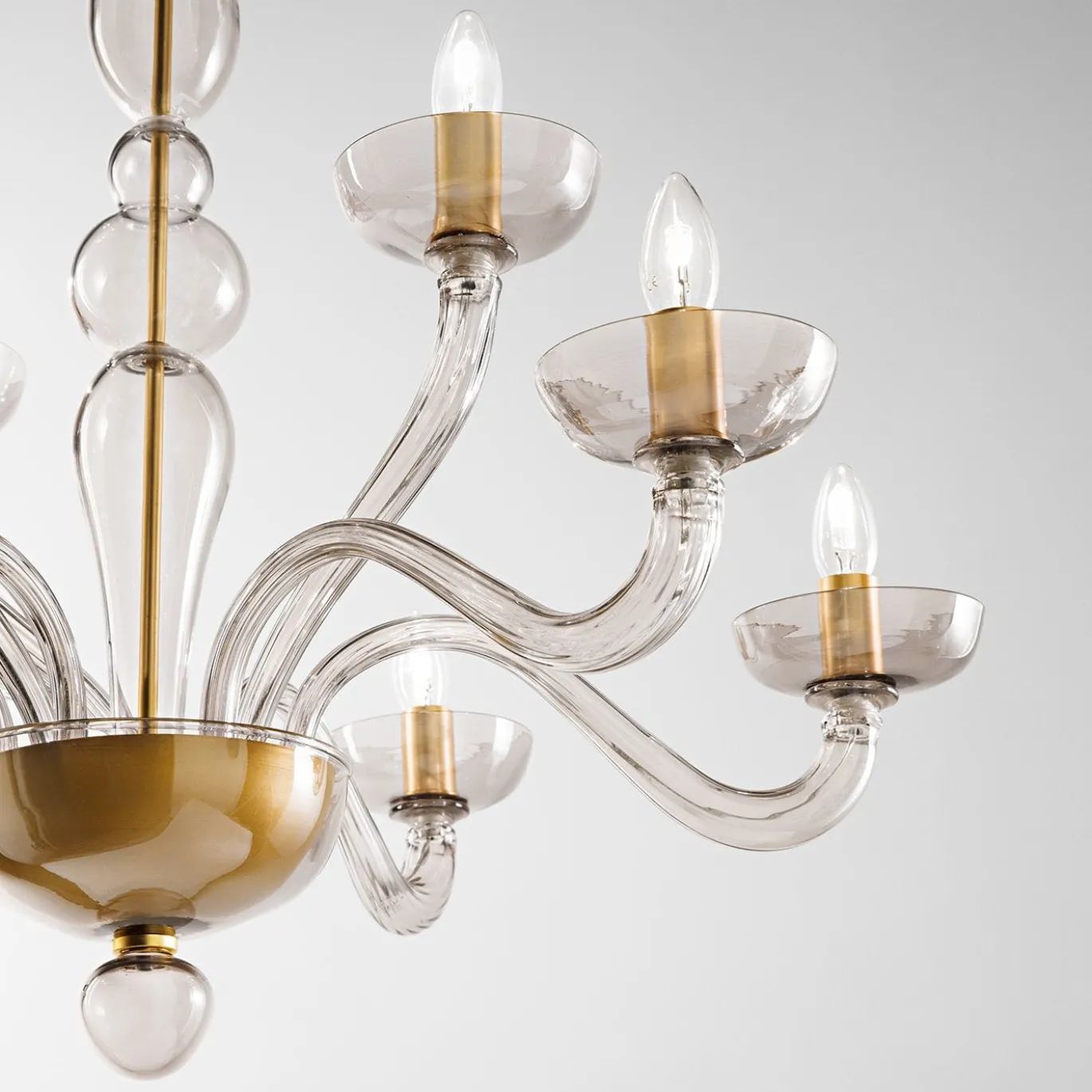 Lampadario Sophie a 9 Luci in Vetro Soffiato Fumé