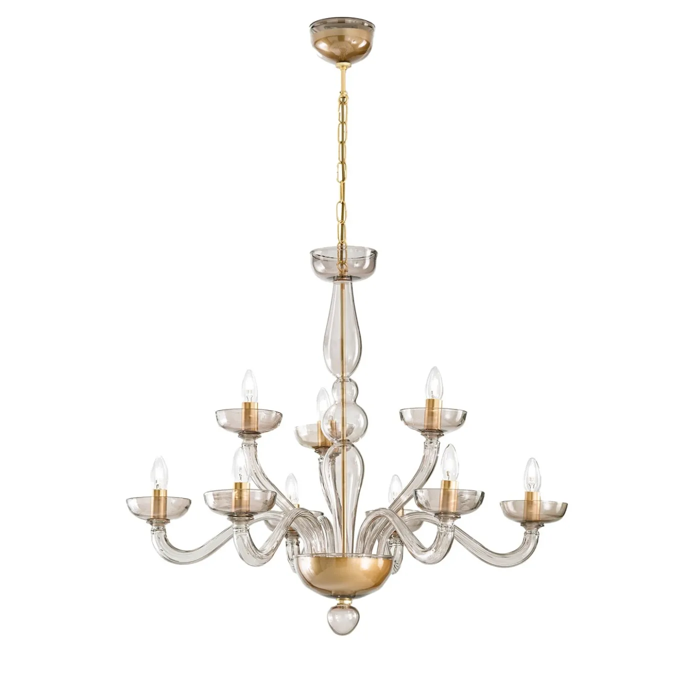 Lampadario Sophie a 9 Luci in Vetro Soffiato Fumé