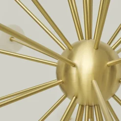 Lampadario Sputnik in Alabastro Bianco e Ottone satinato