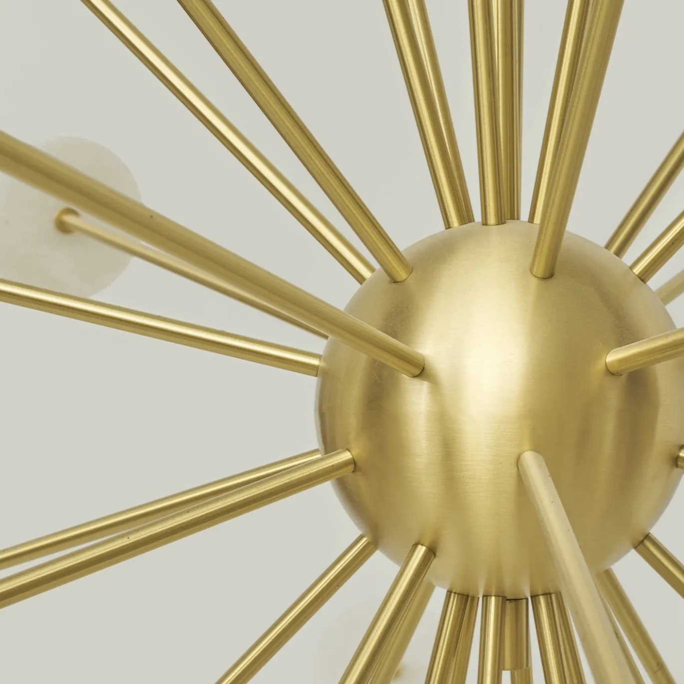 Lampadario Sputnik in Alabastro Bianco e Ottone satinato