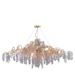 Lampadario Stardust Orizzontale in Vetro Dorato