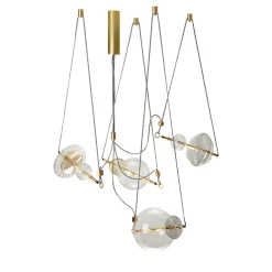 Lampadario Trapezi 4 Luci in Ottone