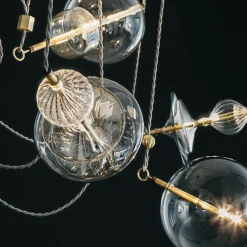 Lampadario Trapezi 4 Luci in Ottone