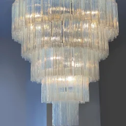 Lampadario Tronchi in vetro OPALINO