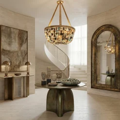 Lampadario Twiggy Agata in Ottone a 8 Luci