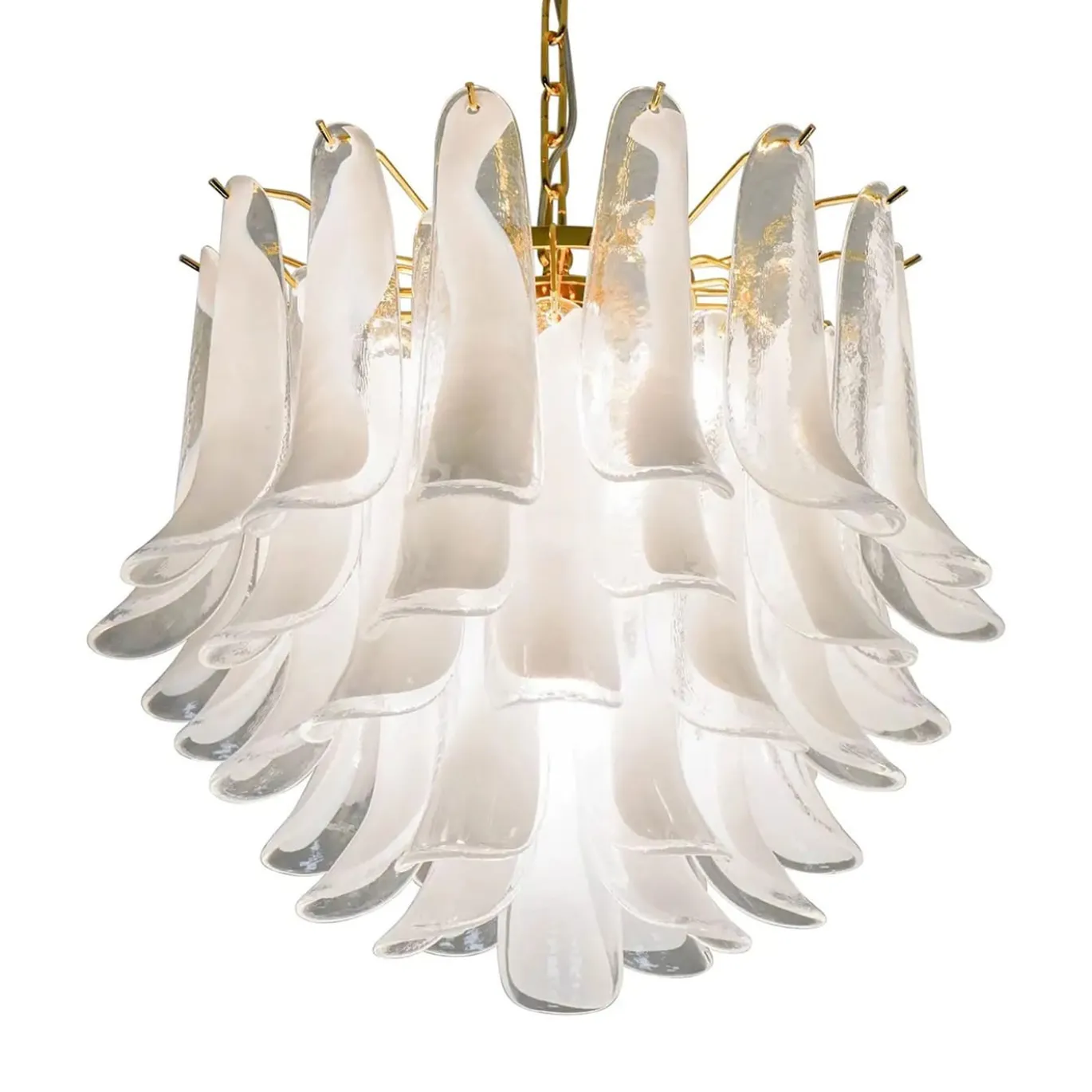 Lampadario Veneziana a 5 piani con 41 Elementi in Vetro Opalino