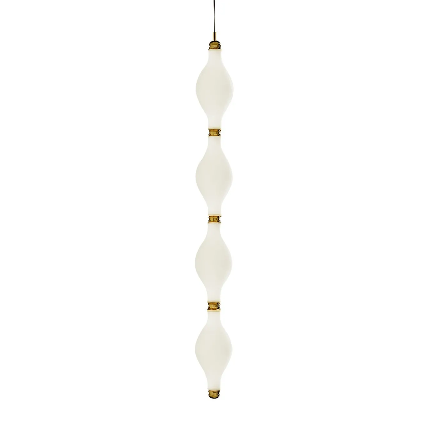 Lampadario Verticale Dewy S4 in vetro bianco