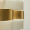 Lampadario Vertigo in ottone satinato e alabastro