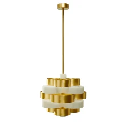 Lampadario Vertigo in ottone satinato e alabastro