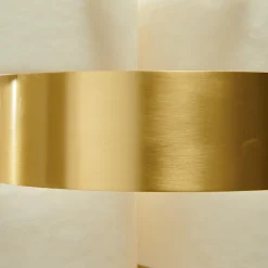 Lampadario Vertigo in ottone satinato e alabastro