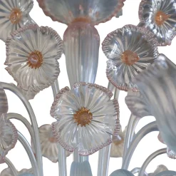 Lampadario Violante Opalino in vetro