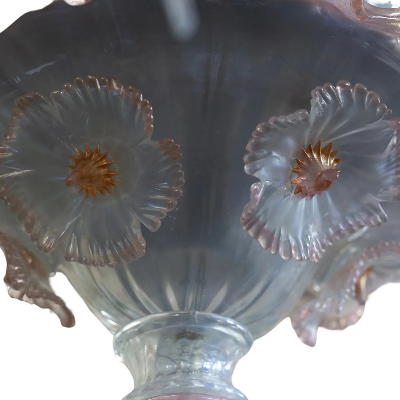 Lampadario Violante Opalino in vetro