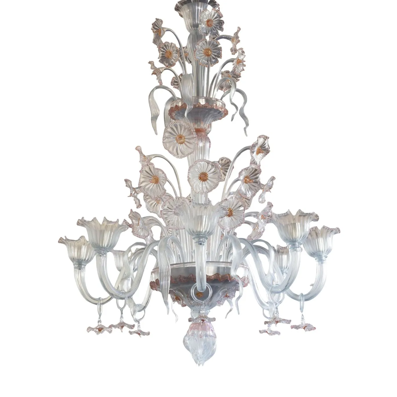 Lampadario Violante Opalino in vetro