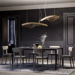 Lampadario Whale in Metallo di Leo De Carlo
