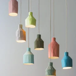 Lampada Sufi Corteccia C19/Grigio Chiaro in Ceramica Grigia