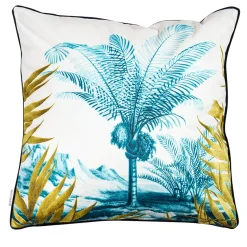 Las Palmas cuscino in velluto con decoro tropicale giallo/blu #6