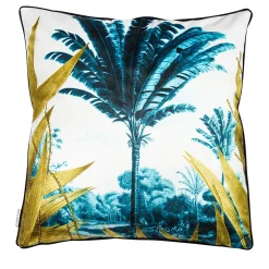 Las Palmas cuscino in velluto con decoro tropicale giallo/blu #3