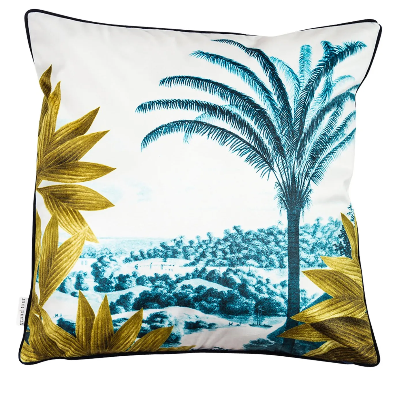 Las Palmas cuscino in velluto con decoro tropicale giallo/blu #5