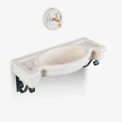 Lavabo semicircolare Sethra in travertino