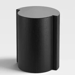 Lei Tavolino Laterale Cilindrico in Rovere Nero