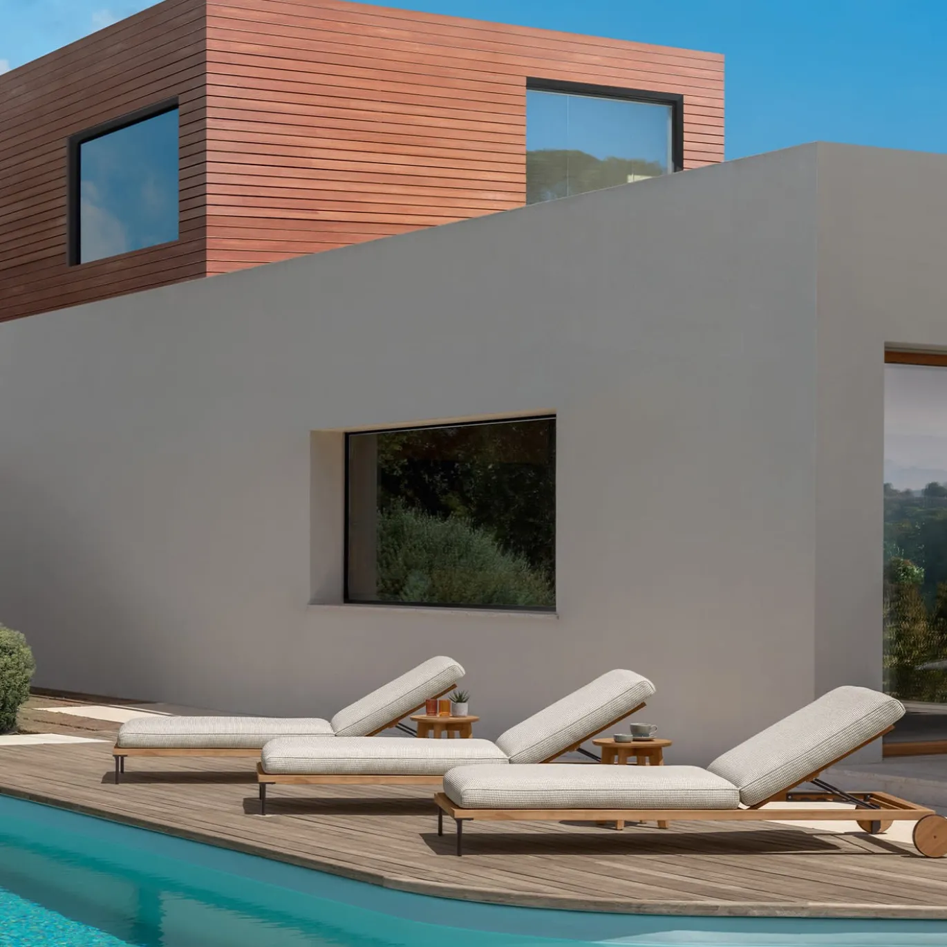Lettino Cleo Beige in legno di Accoya di Marco Acerbis