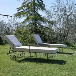 Lettino da sole reclinabile con cuscino a trama incrociata