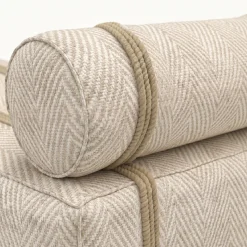 Lettino prendisole da esterno Docker in tessuto sablé chenille beige