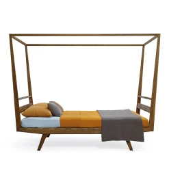 Letto a baldacchino queen size Ballerino in legno di Mario Prandina