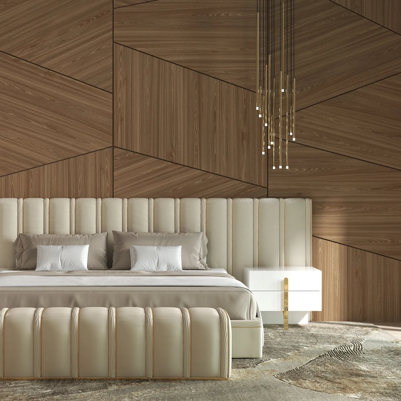 Letto Big Flare con testata in velluto