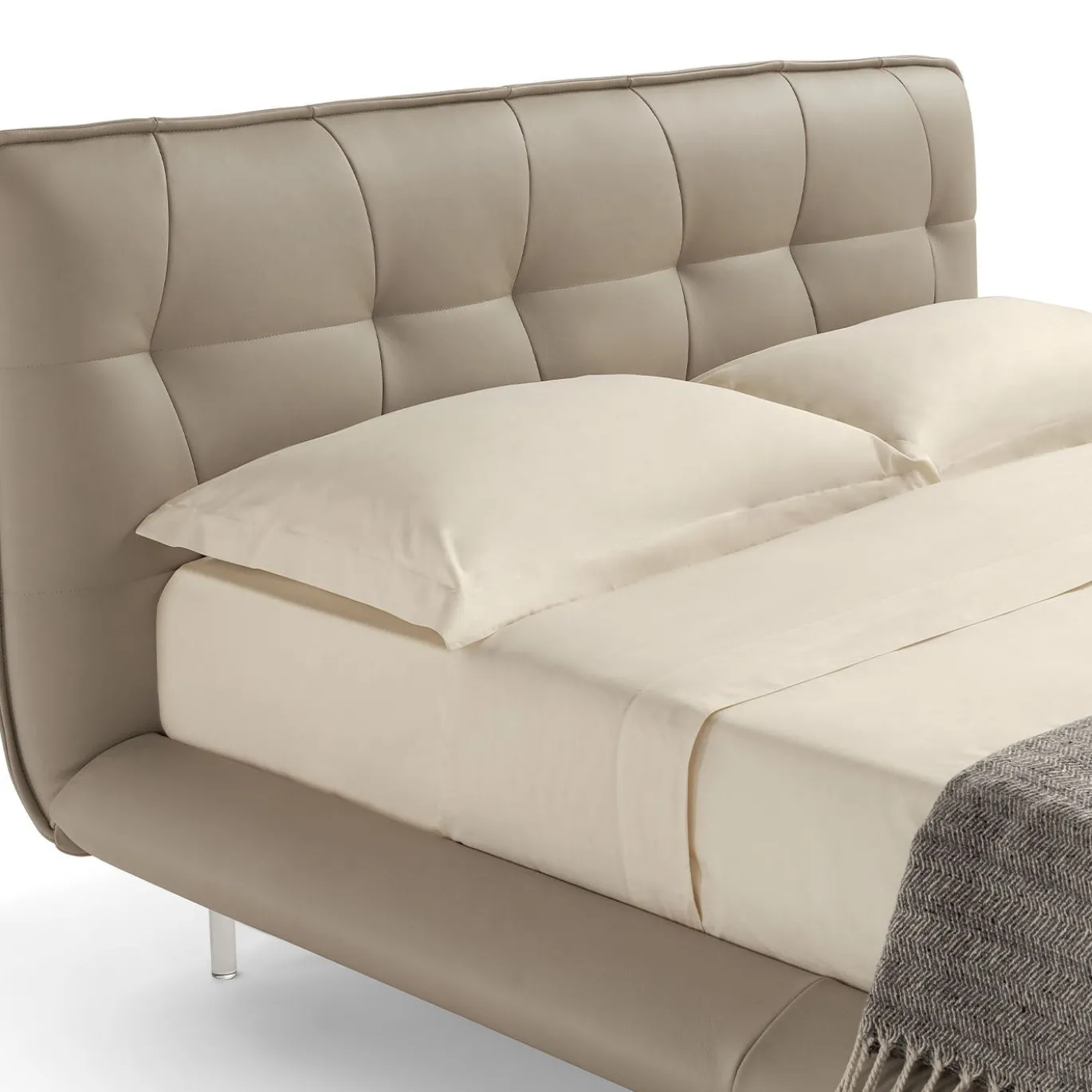 Letto Borg 905 in pelle beige con panca
