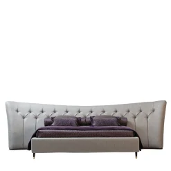 Letto Butterfly grigio imbottito con testiera capitonnè