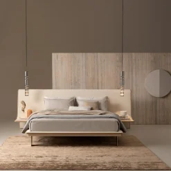 Letto Celeste con vassoi in travertino incorporati