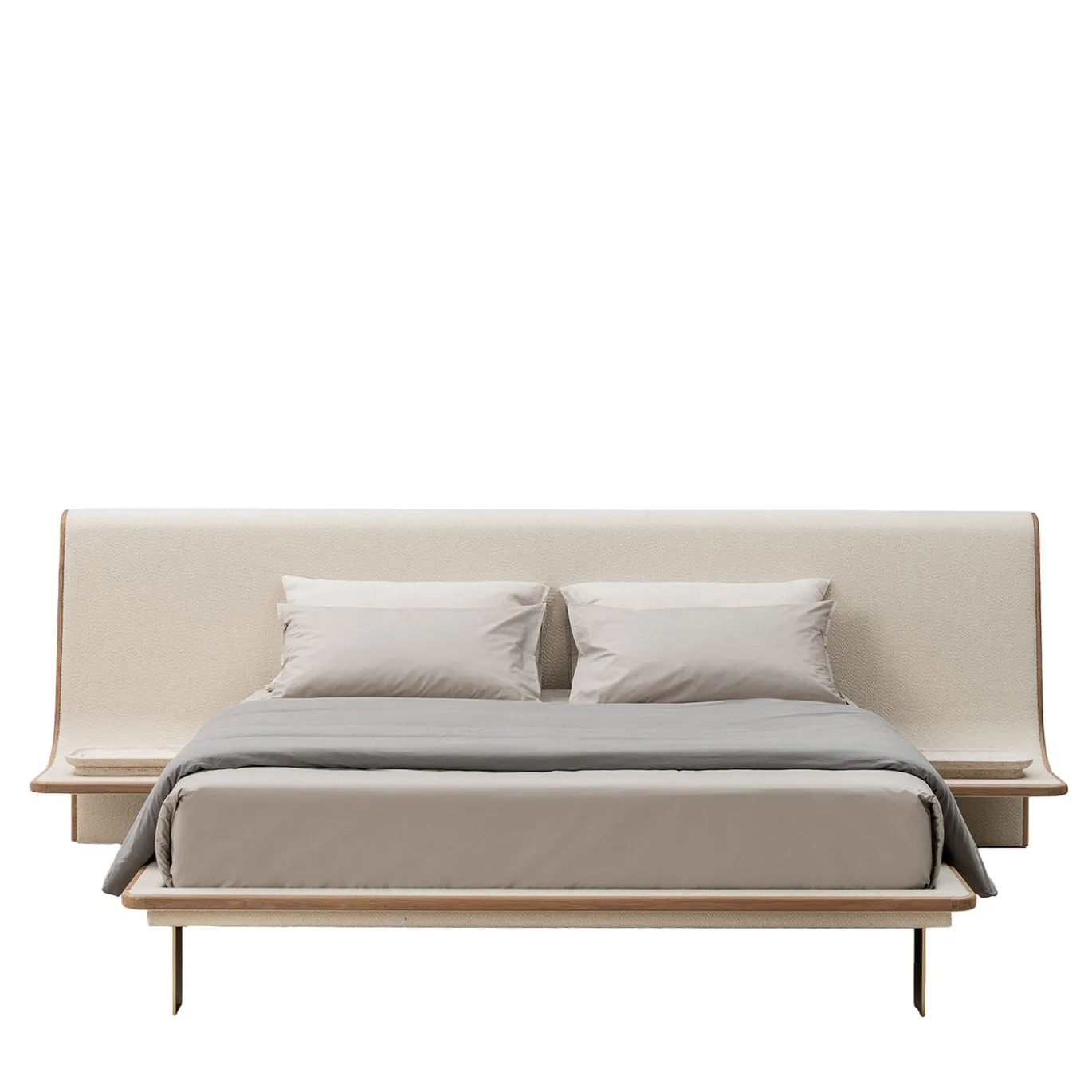 Letto Celeste con vassoi in travertino incorporati