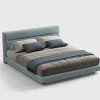 Letto Clermont in legno e tessuto azzurro