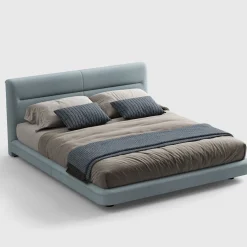 Letto Clermont in legno e tessuto azzurro